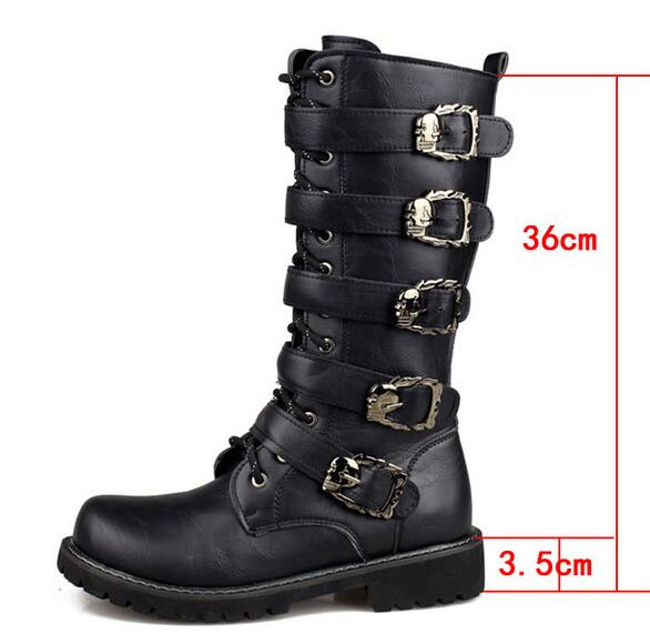 Steampunk Boots with skull buckles / Mid-calf Combat Footwear / Goth Shoes