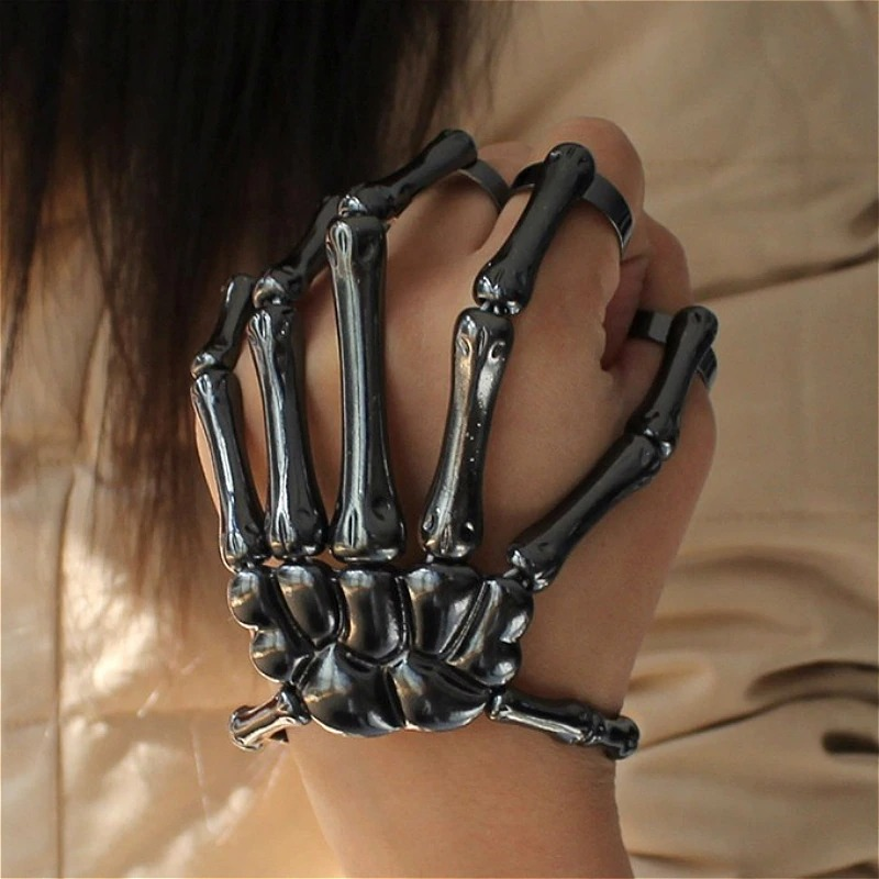 Steampunk Bracelet For Men and Women / Gothic Hand Skeleton Bracelets / Elasticity Adjustable Bracelet