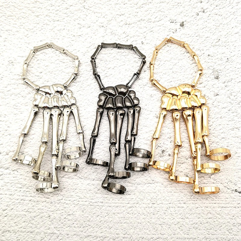 Steampunk Bracelet For Men and Women / Gothic Hand Skeleton Bracelets / Elasticity Adjustable Bracelet