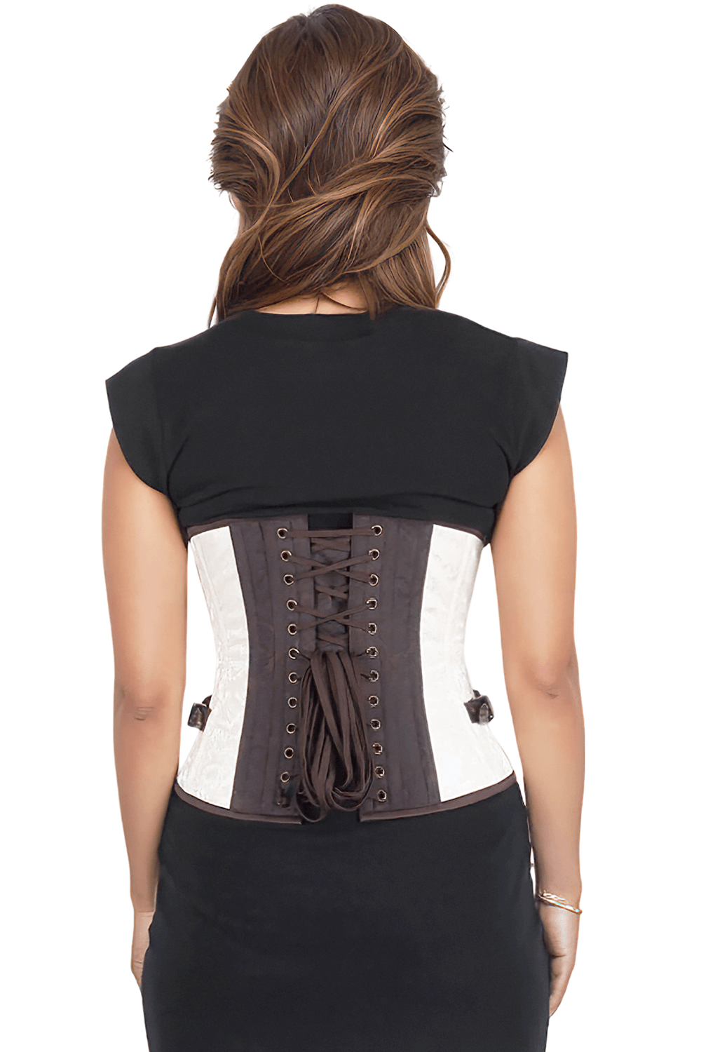 Steampunk Brocade Underbust Corset with Metal Clasps