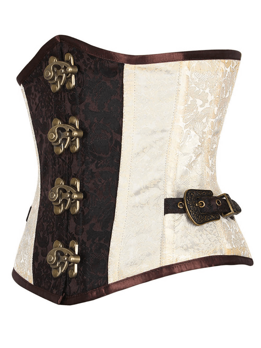 Steampunk Brocade Underbust Corset with Metal Clasps