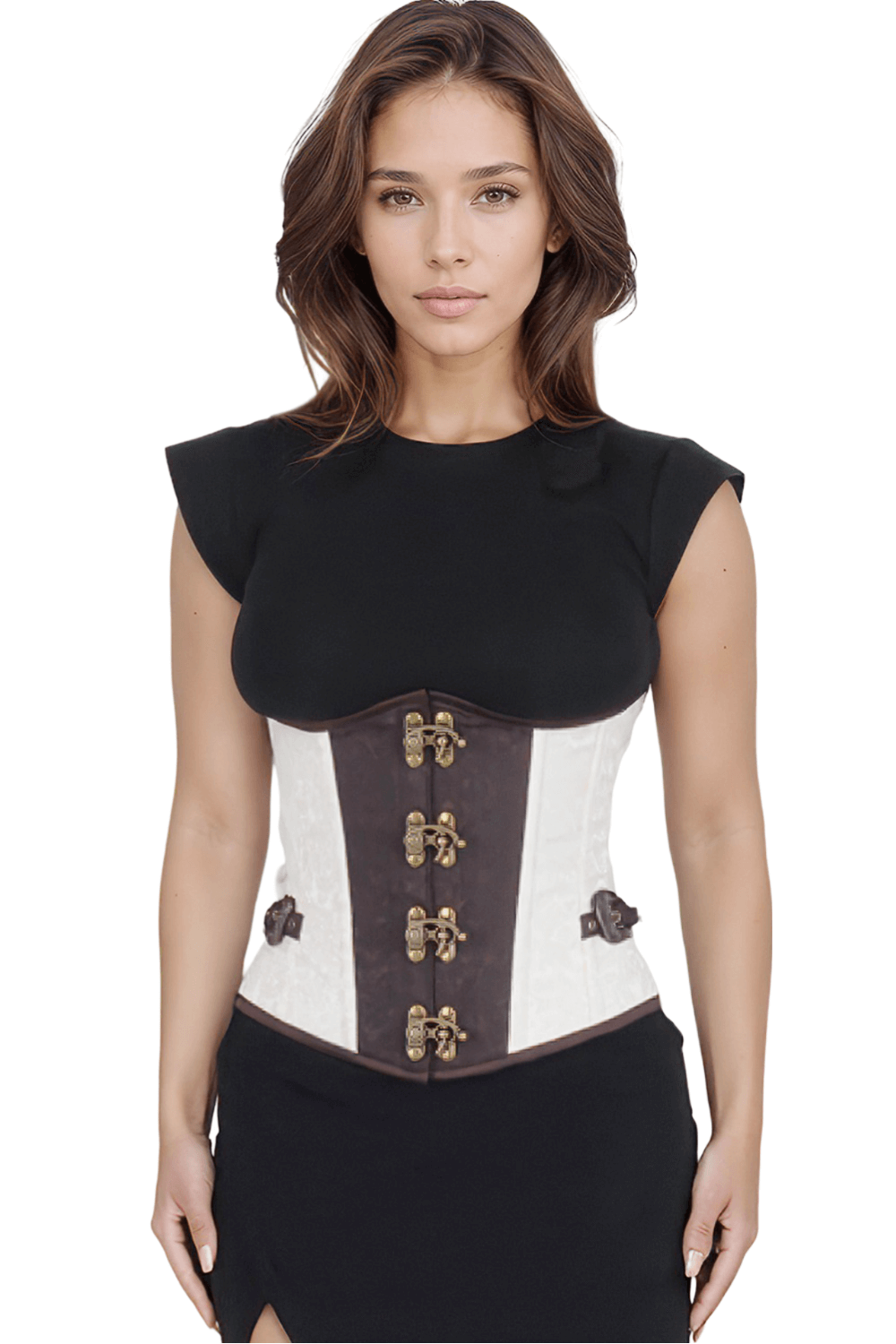 Steampunk Brocade Underbust Corset with Metal Clasps