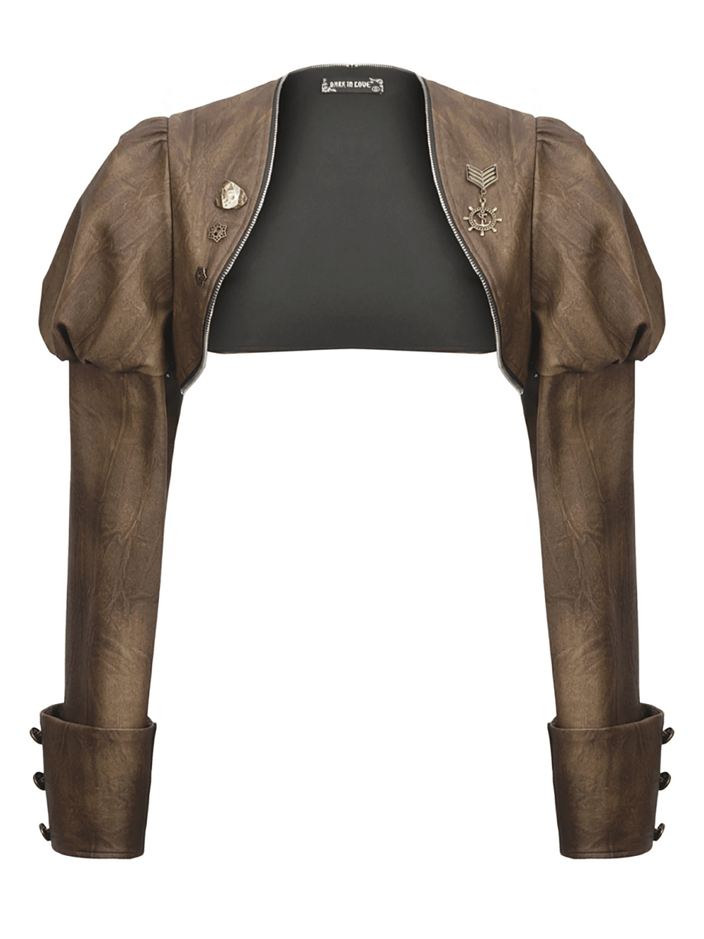 Steampunk Brown PU Leather Bolero Shrug Jacket Sleeves