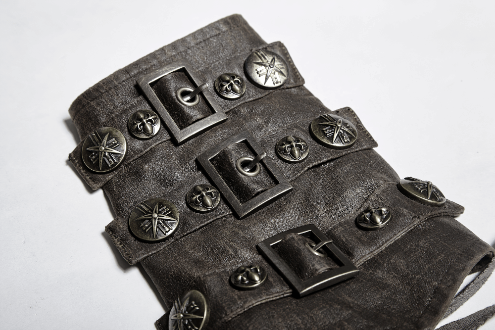 Steampunk Brown Rivet Buckle Gothic Armor Bracers