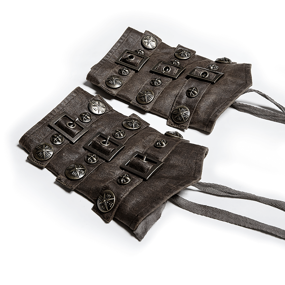 Steampunk Brown Rivet Buckle Gothic Armor Bracers