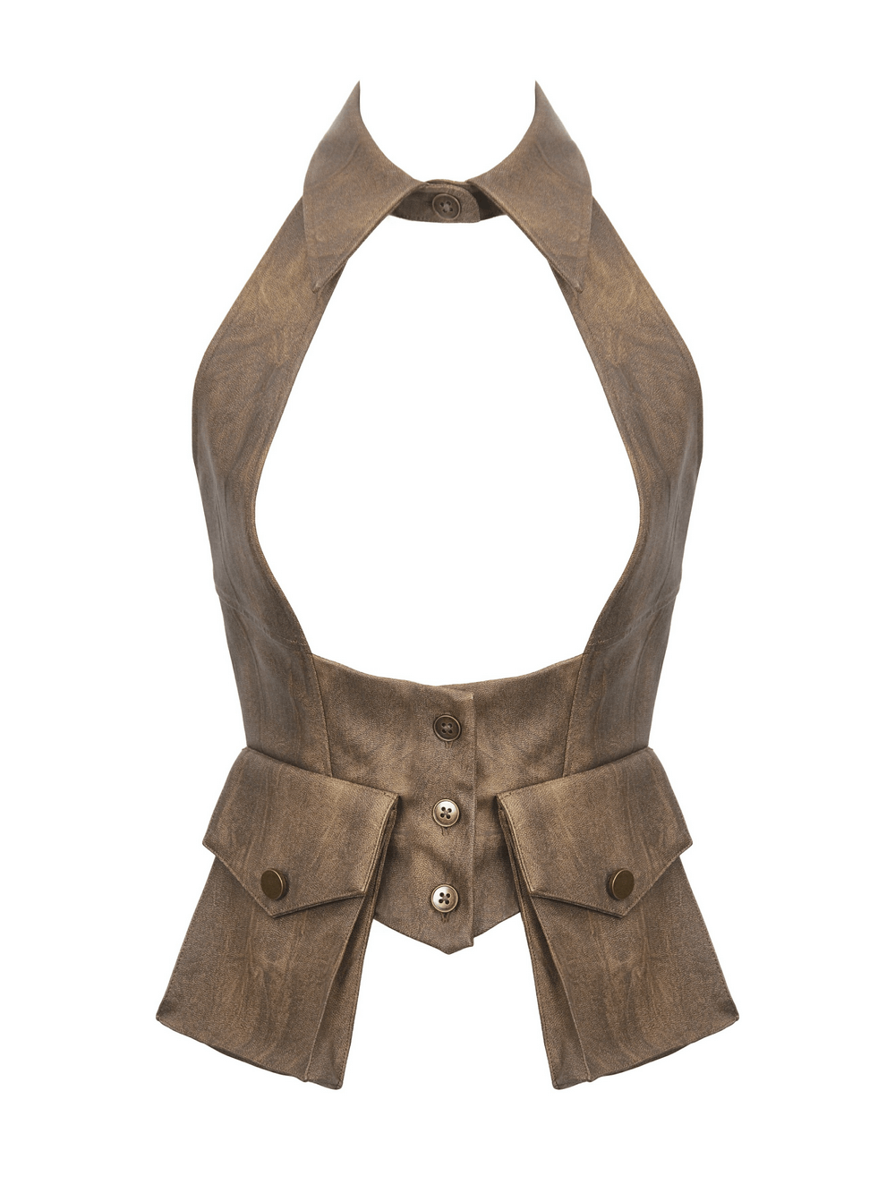 Steampunk Brown Waistcoat with Pockets and Button Closure
