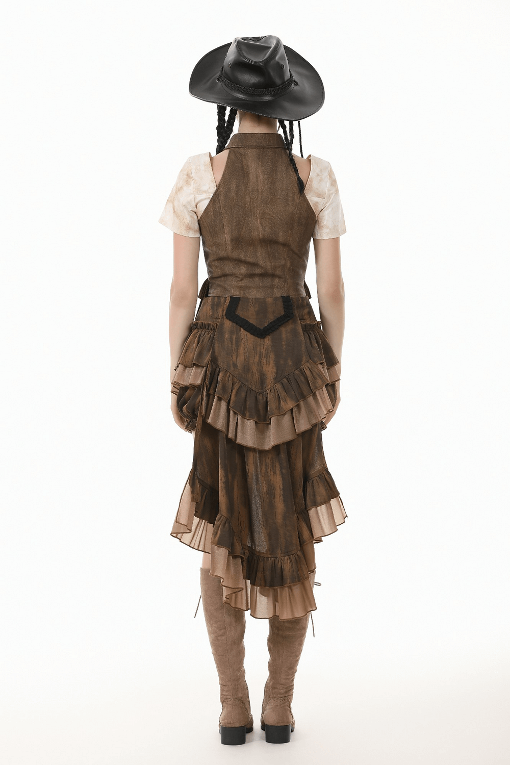 Steampunk Brown Waistcoat with Pockets and Button Closure