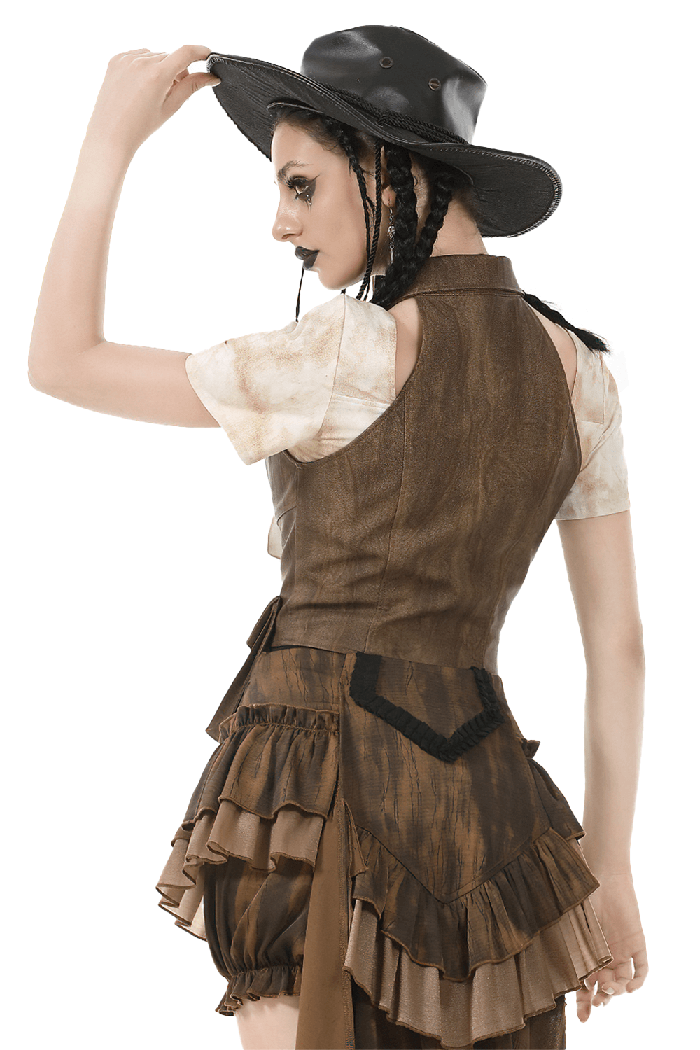 Steampunk Brown Waistcoat with Pockets and Button Closure