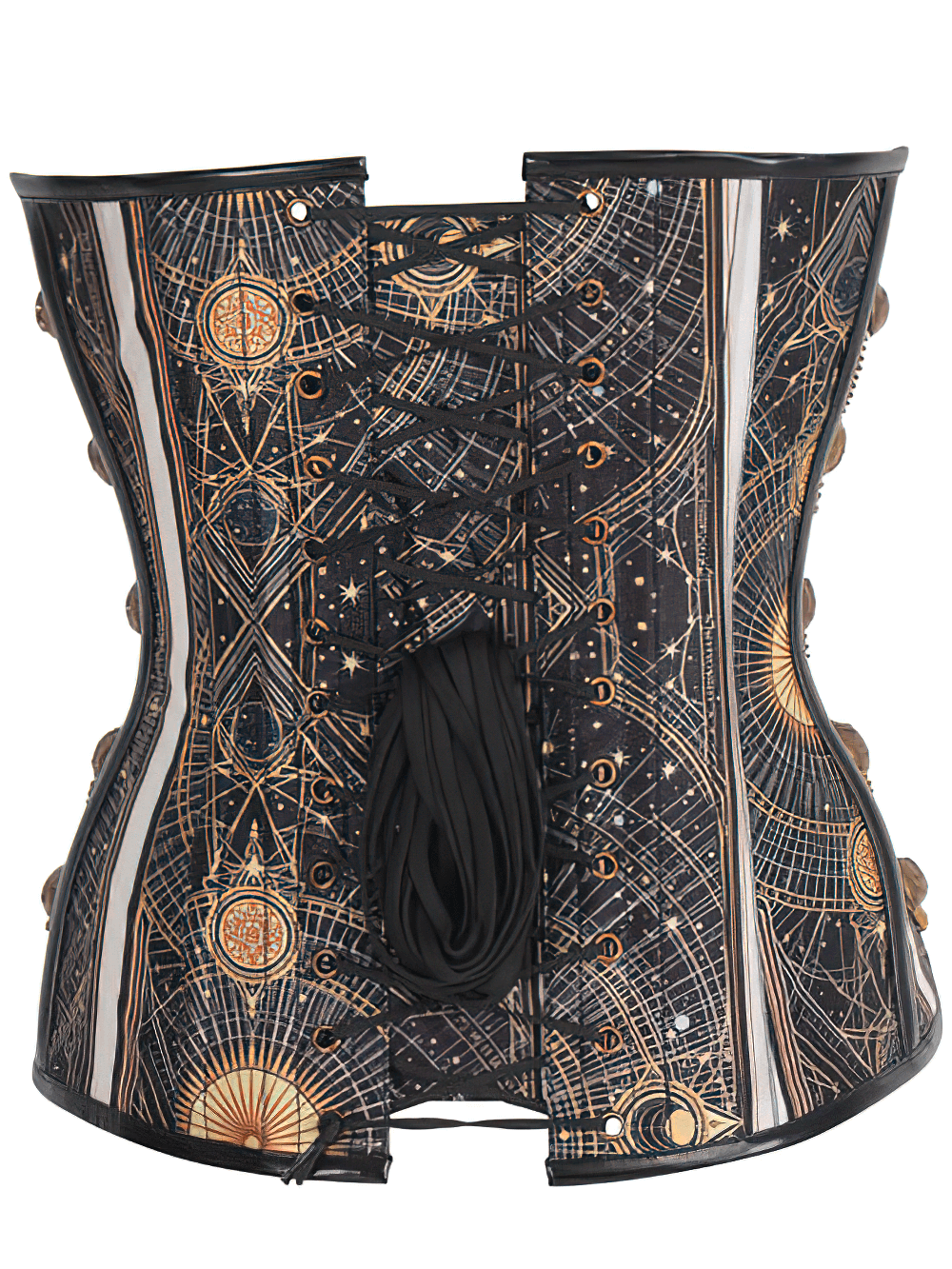 Steampunk Cathedral Stars Corset with Steel Boning and Lacing