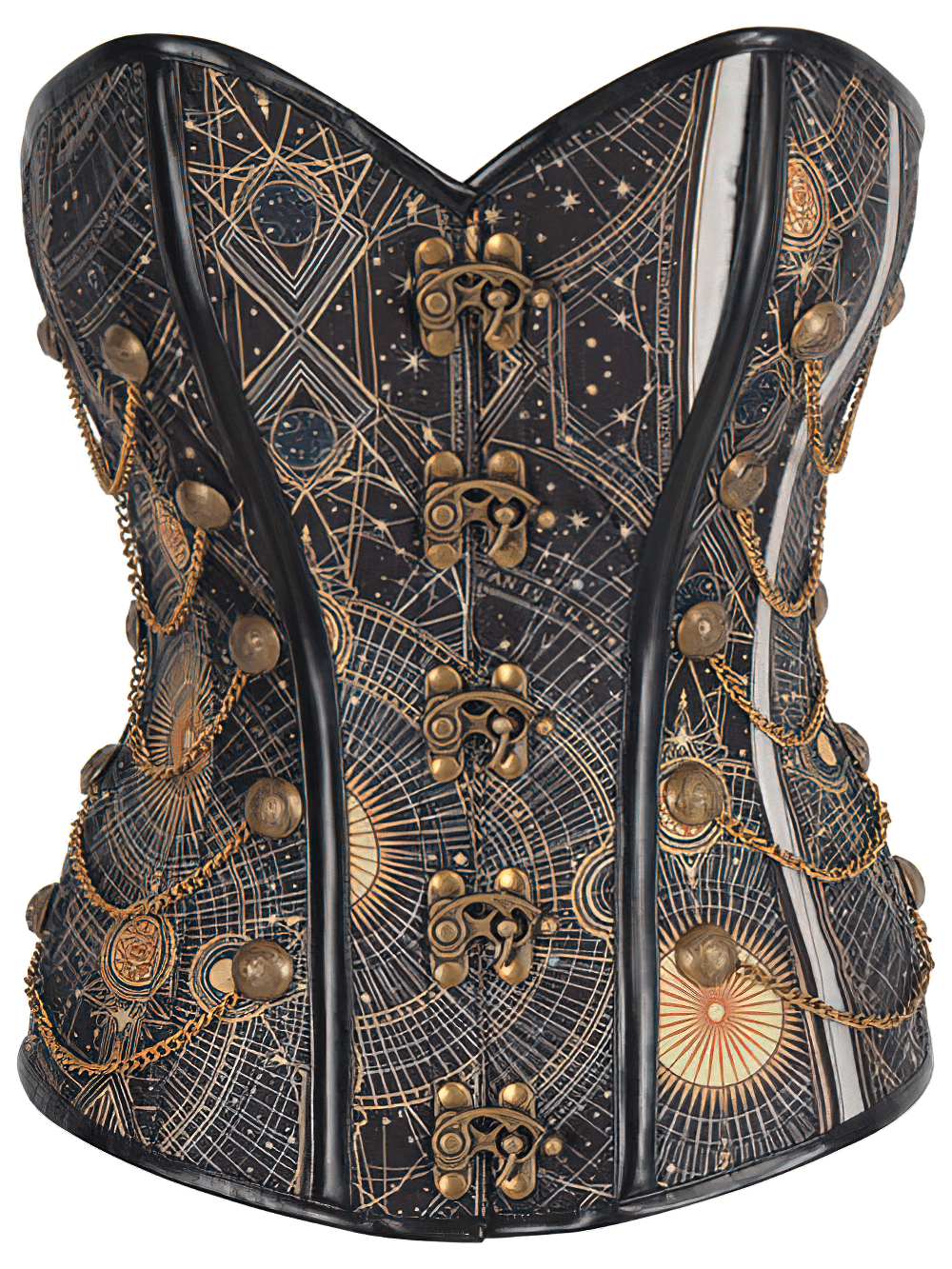 Steampunk Cathedral Stars Corset with Steel Boning and Lacing