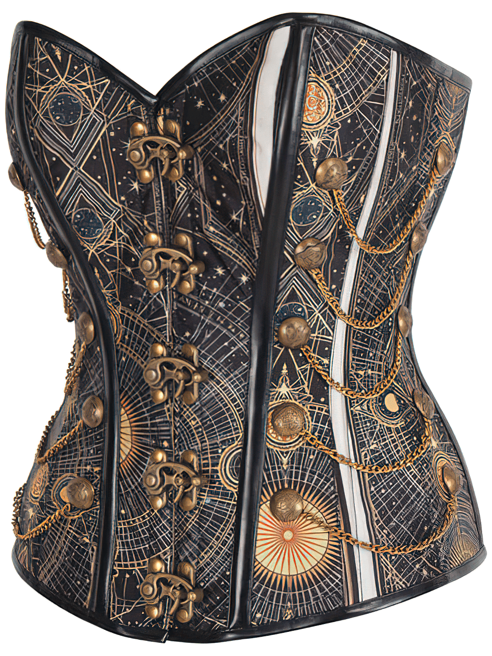 Steampunk Cathedral Stars Corset with Steel Boning and Lacing