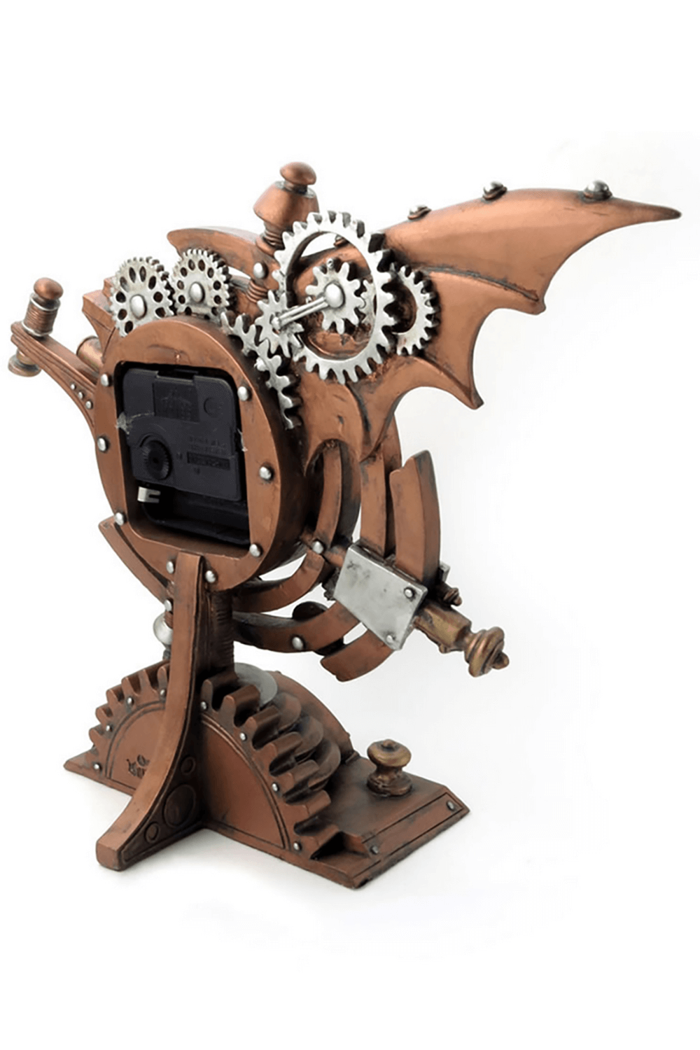 Steampunk Celestial Chronometer Clock with Gears and Wings