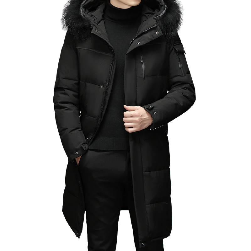 CLEARANCE / Warm Long White Duck Down Parkas for Men / Winter Down Hooded Coat