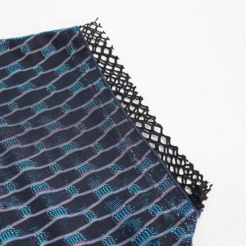 Grunge Batwing Mesh Top with Buckle Strap Harness