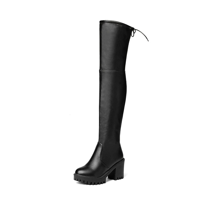 CLEARANCE / Women's Round Toe High Heels Platform Boots / Fashion Slim Over the Knee High Boots