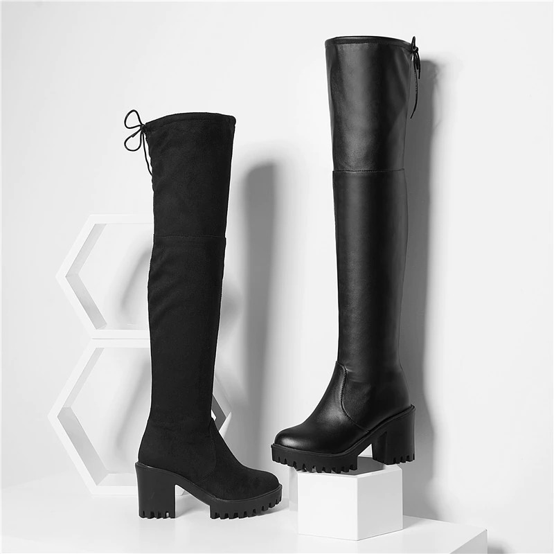 CLEARANCE / Women's Round Toe High Heels Platform Boots / Fashion Slim Over the Knee High Boots