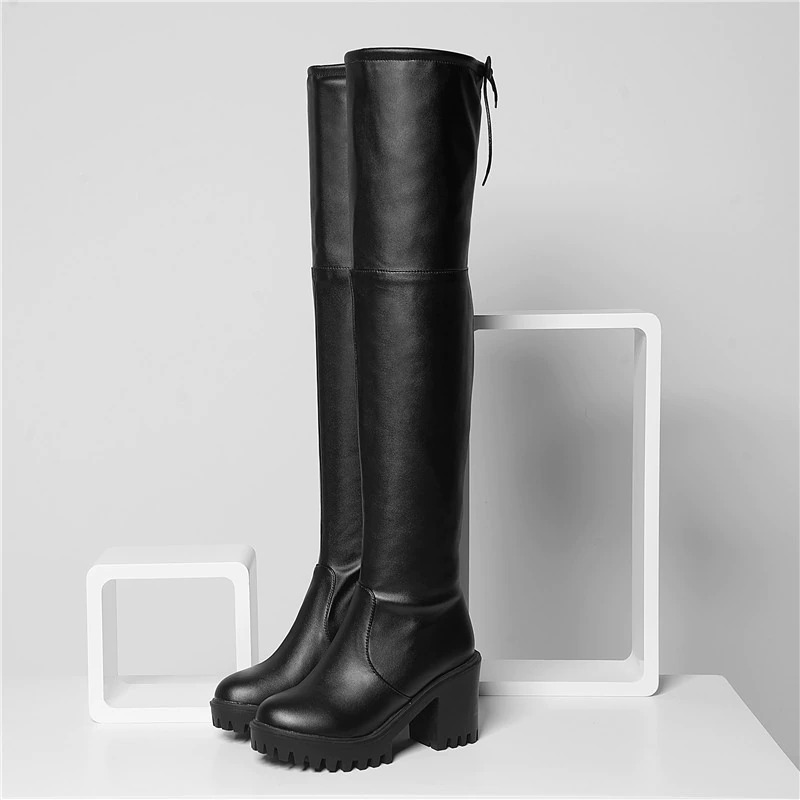 CLEARANCE / Women's Round Toe High Heels Platform Boots / Fashion Slim Over the Knee High Boots