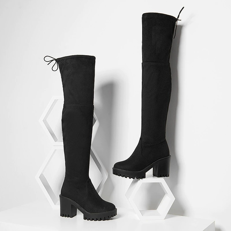 CLEARANCE / Women's Round Toe High Heels Platform Boots / Fashion Slim Over the Knee High Boots